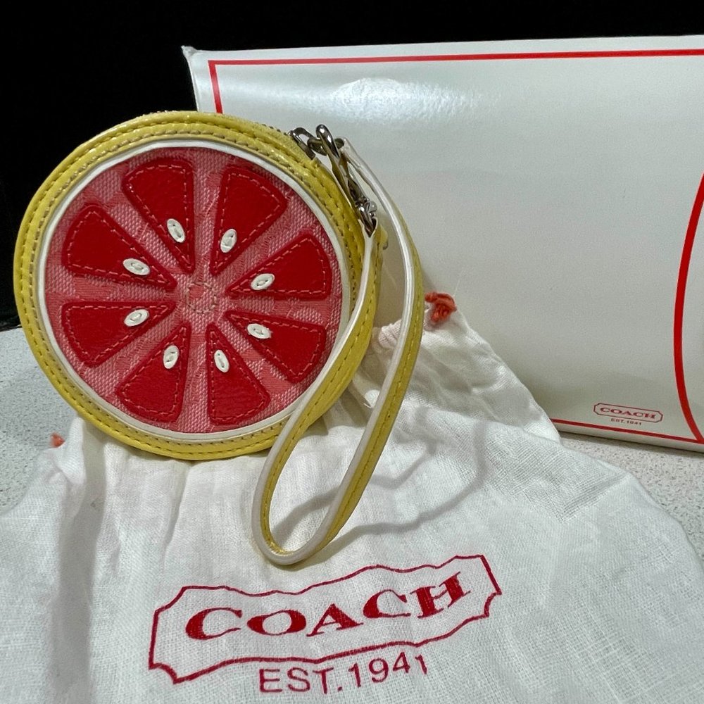Coach Grapefruit Round Coin Purse/Wristlet